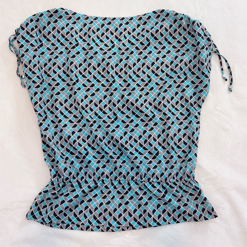 Michael Kors Blue and Black Geometric Blouse